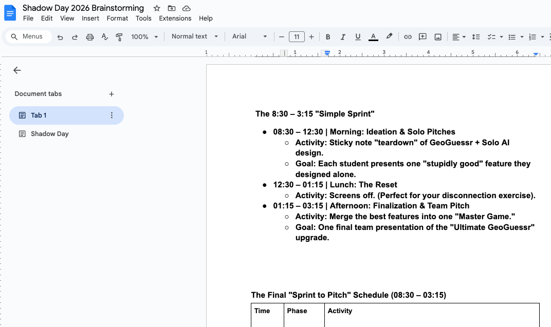 Messy brainstorming doc